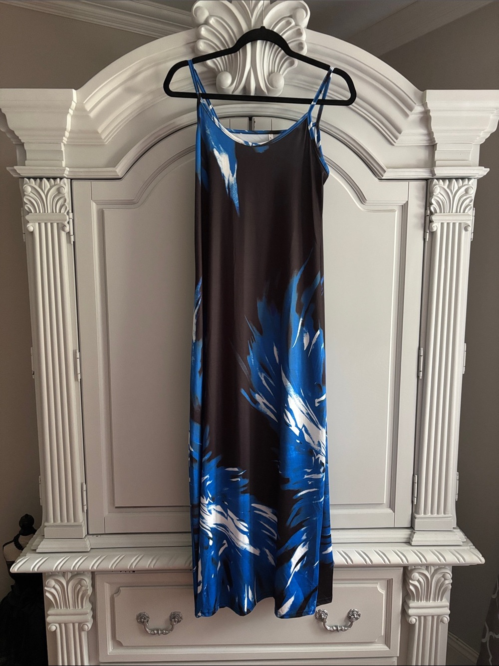 Women's Blue Abstract Slip Dress
